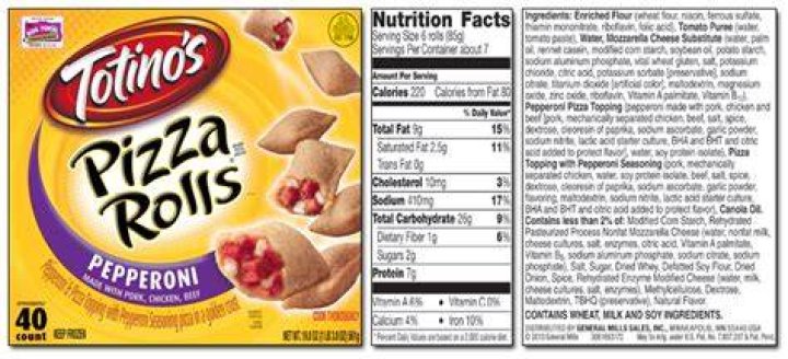 11 Totino's Pizza Rolls Nutrition Facts ·